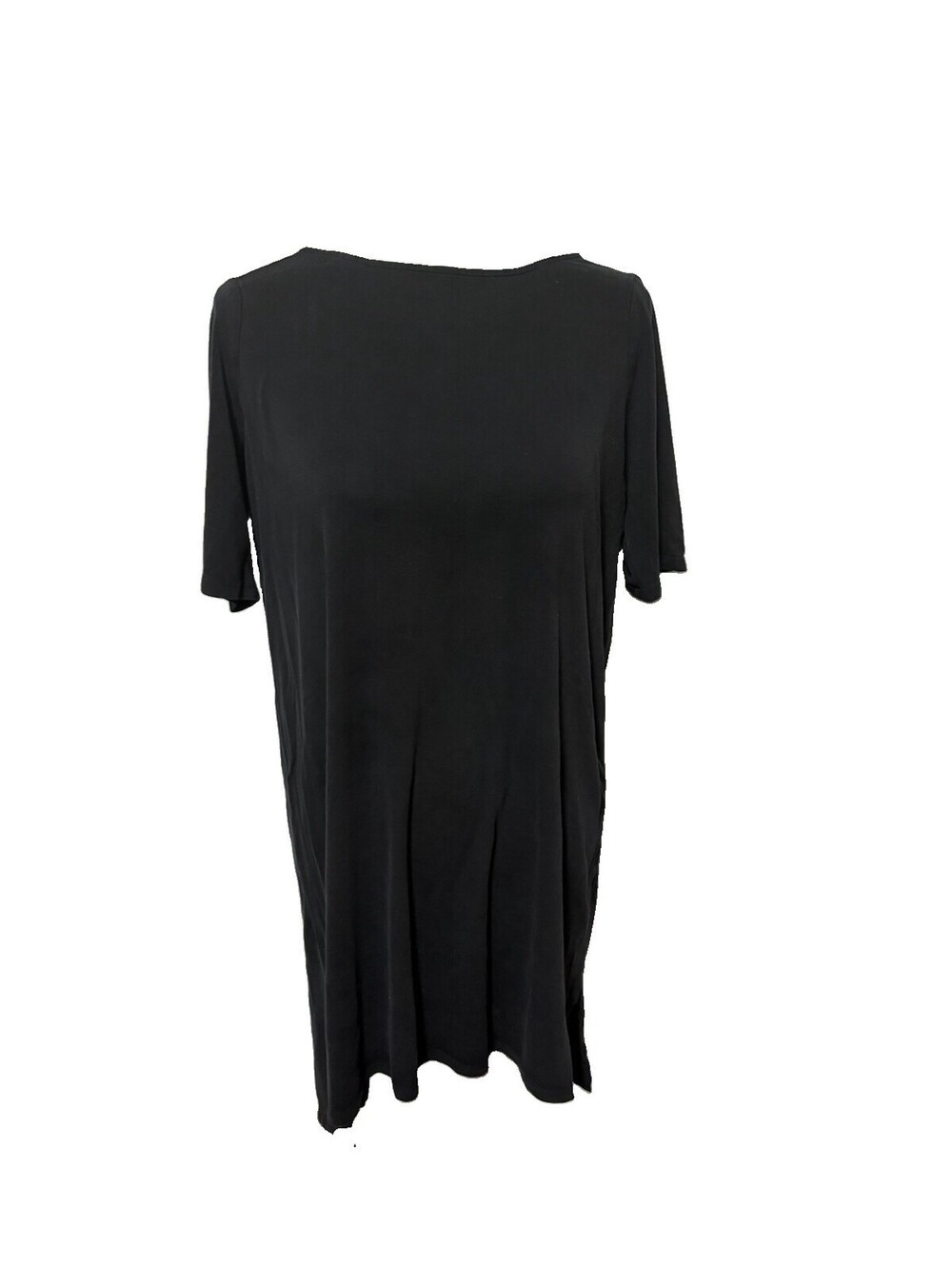 Eileen Fisher Women's Black Short Sleeves Stretch Jersey Dress Size Small